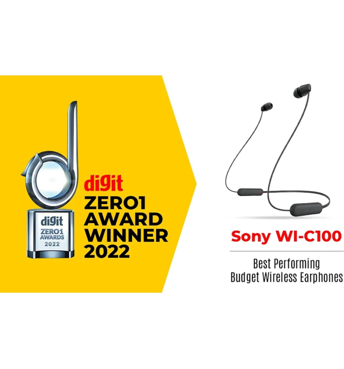 Sony WI-C100 Wireless in-Ear Bluetooth Headphones with Built-in Microphone, Black